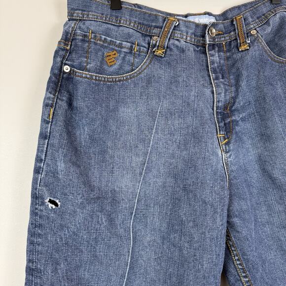 RocaWear Baggy Denim Shorts 38 Embroidered Pockets Hip Hop Streetwear Y2K - Picture 3 of 9